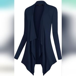 Urban CoCo Women's Drape Front Open Cardigan Navy blue